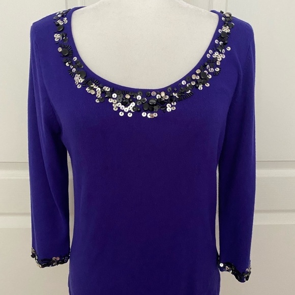 Ruby Rd. Cobalt Blue Sweater With Embellishments - Picture 1 of 8